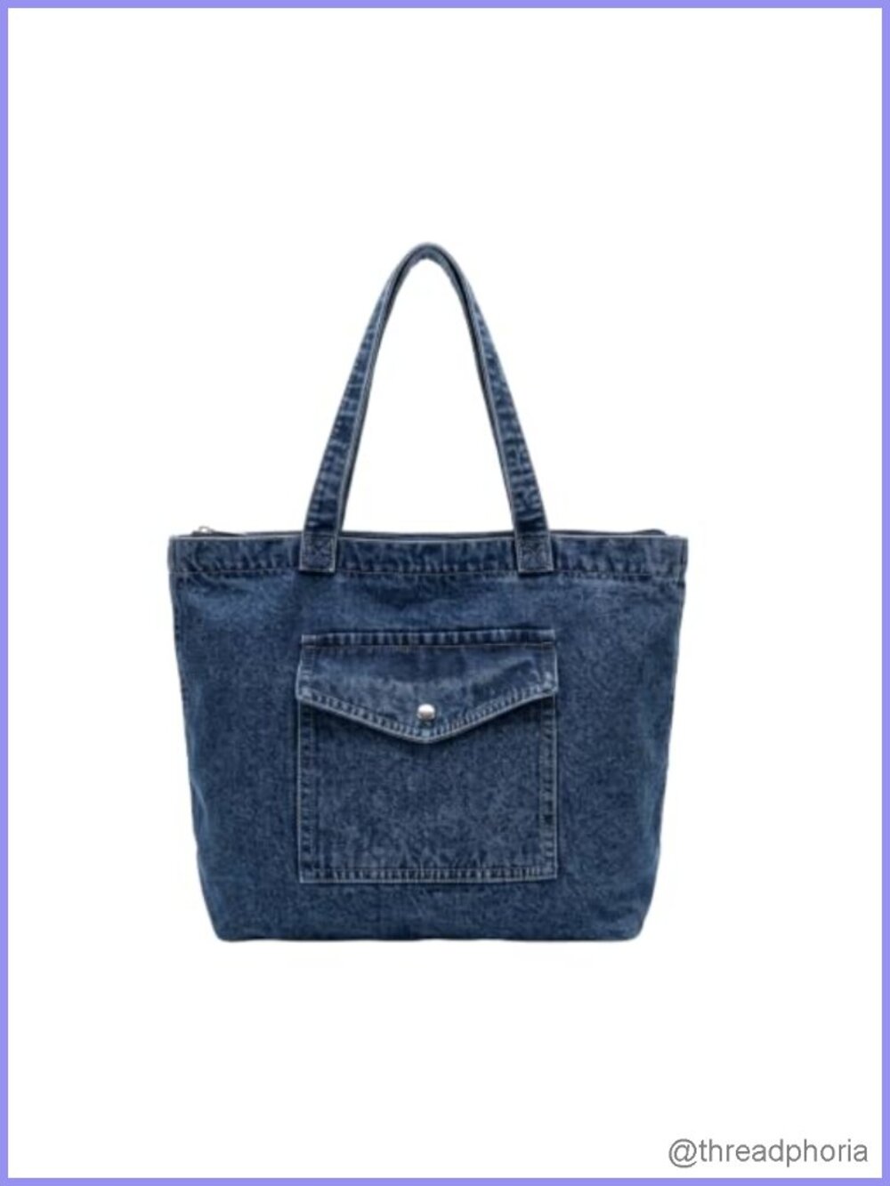 Denim Tote Bag with Zipper Shoulder Handbag for Work Travel